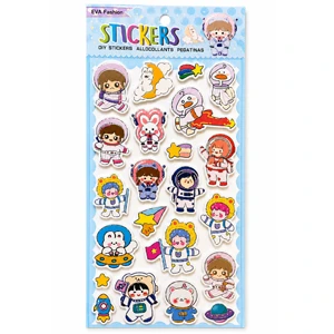 Kawaii Astronaut 3D EVA Foam Stickers for Kids, Colorful Self-Adhesive Raised Stickers for Scrapbooking, Notebooks, 14.5 × 29 cm Sheet (QSE 22701)